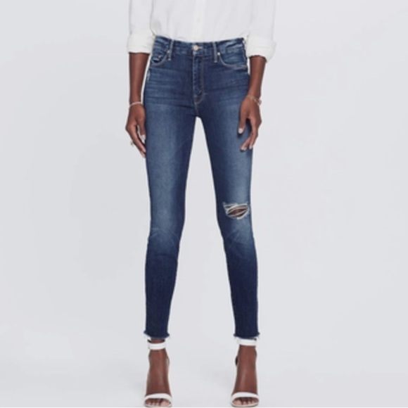 MOTHER High Waisted Looker Jean Ankle Fray Close to the Edge Sz 30 - Picture 1 of 16